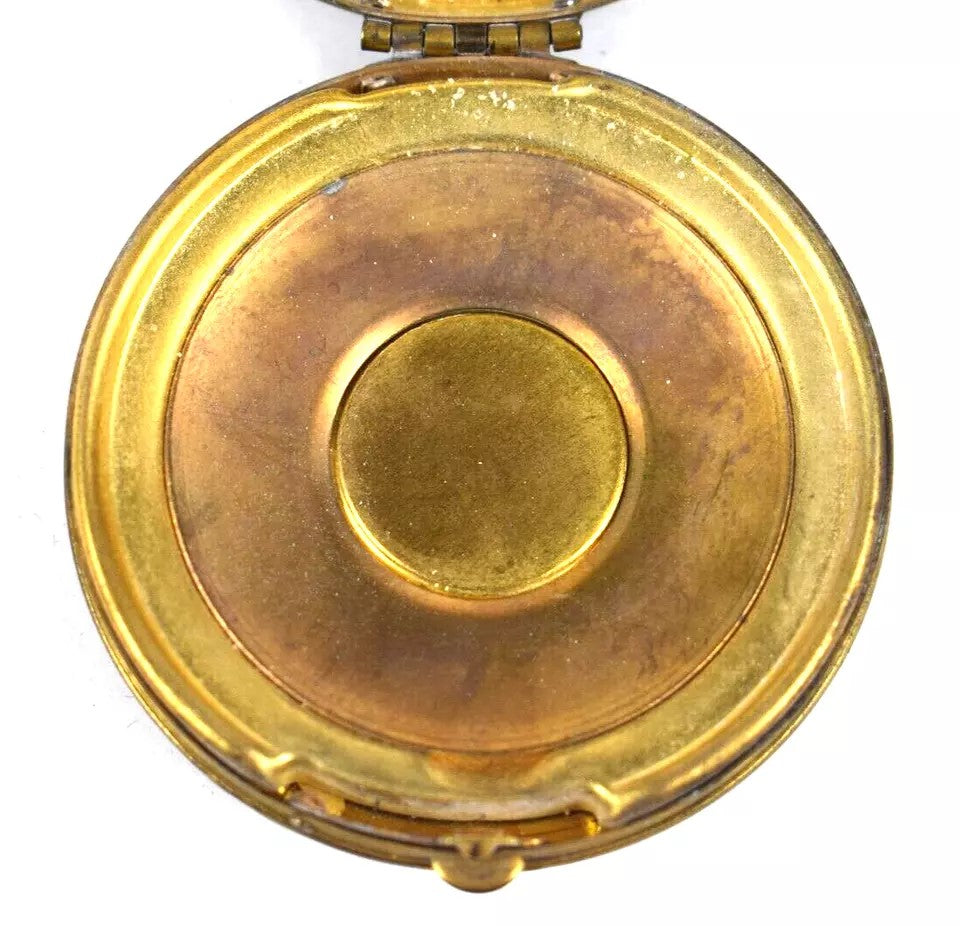 Antique Micro Mosaic Gold Ormolu Miniature Compact Mirror Case