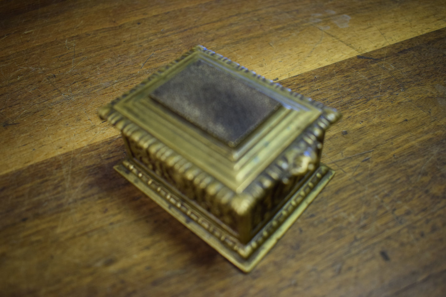 Vintage Antique Brass Stamp Box