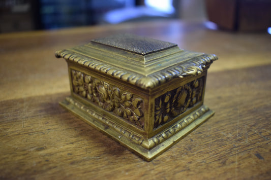 Vintage Antique Brass Stamp Box