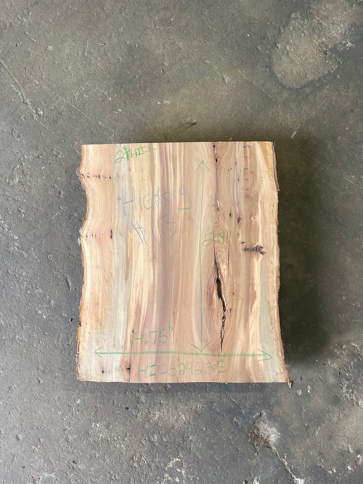 Hickory Live Edge Slab