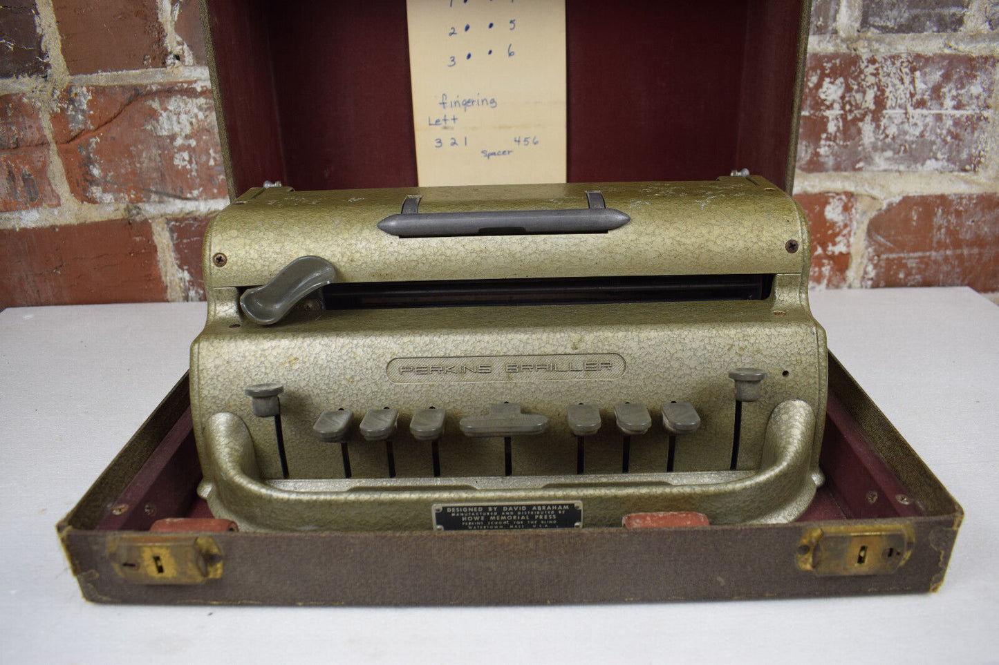Vtg Perkins Brailler David Abraham Howe School for the Blind Typewriter w/ Case