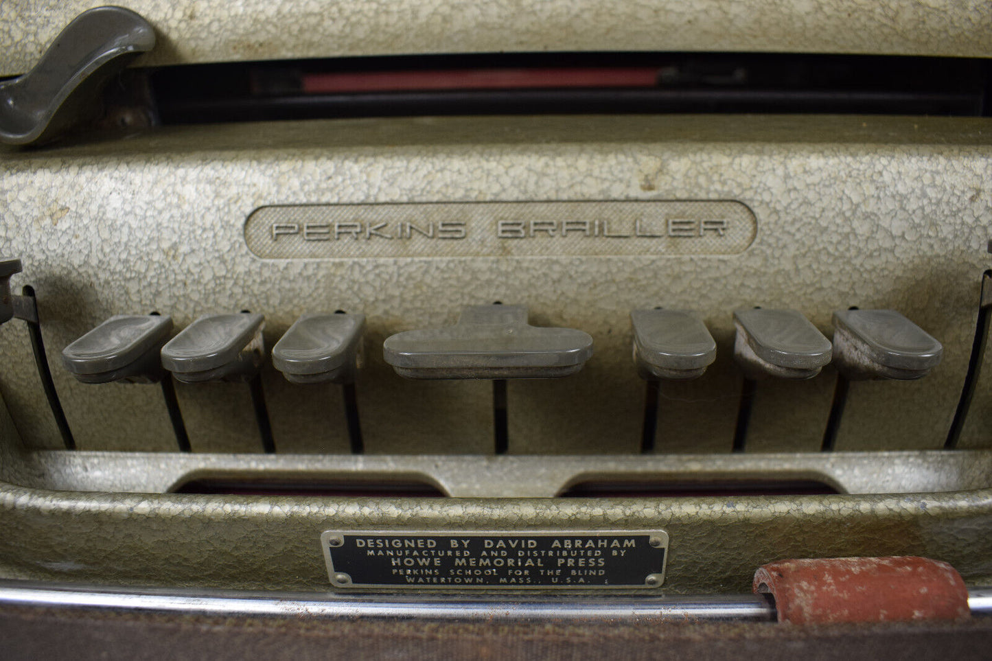 Vtg Perkins Brailler David Abraham Howe School for the Blind Typewriter w/ Case