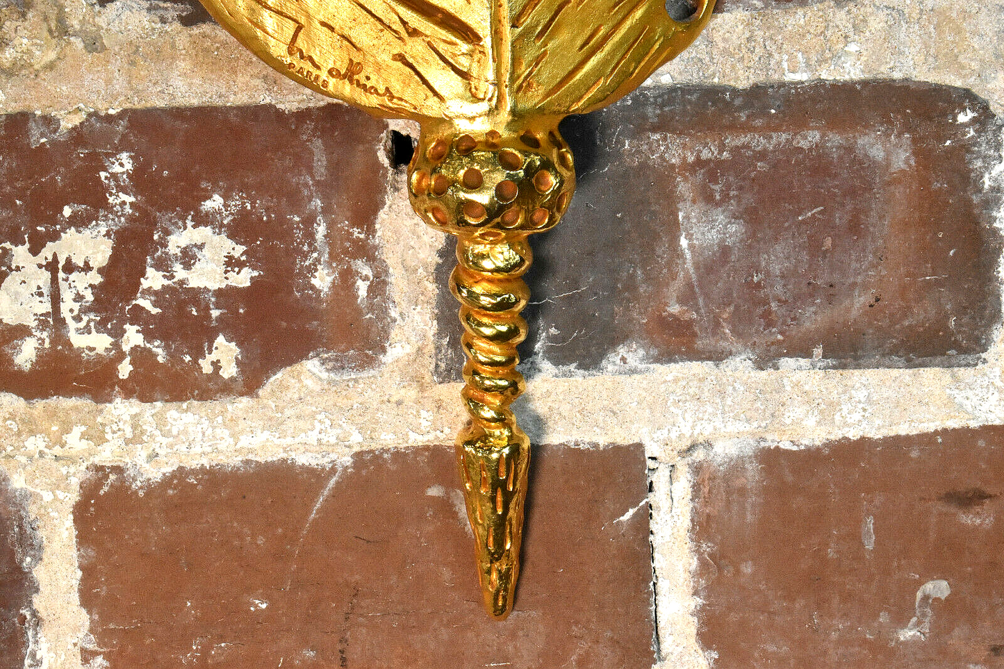Authentic Sconces by Mathias for Fondica, France Gold Gilded Wall Mounted (Pair)