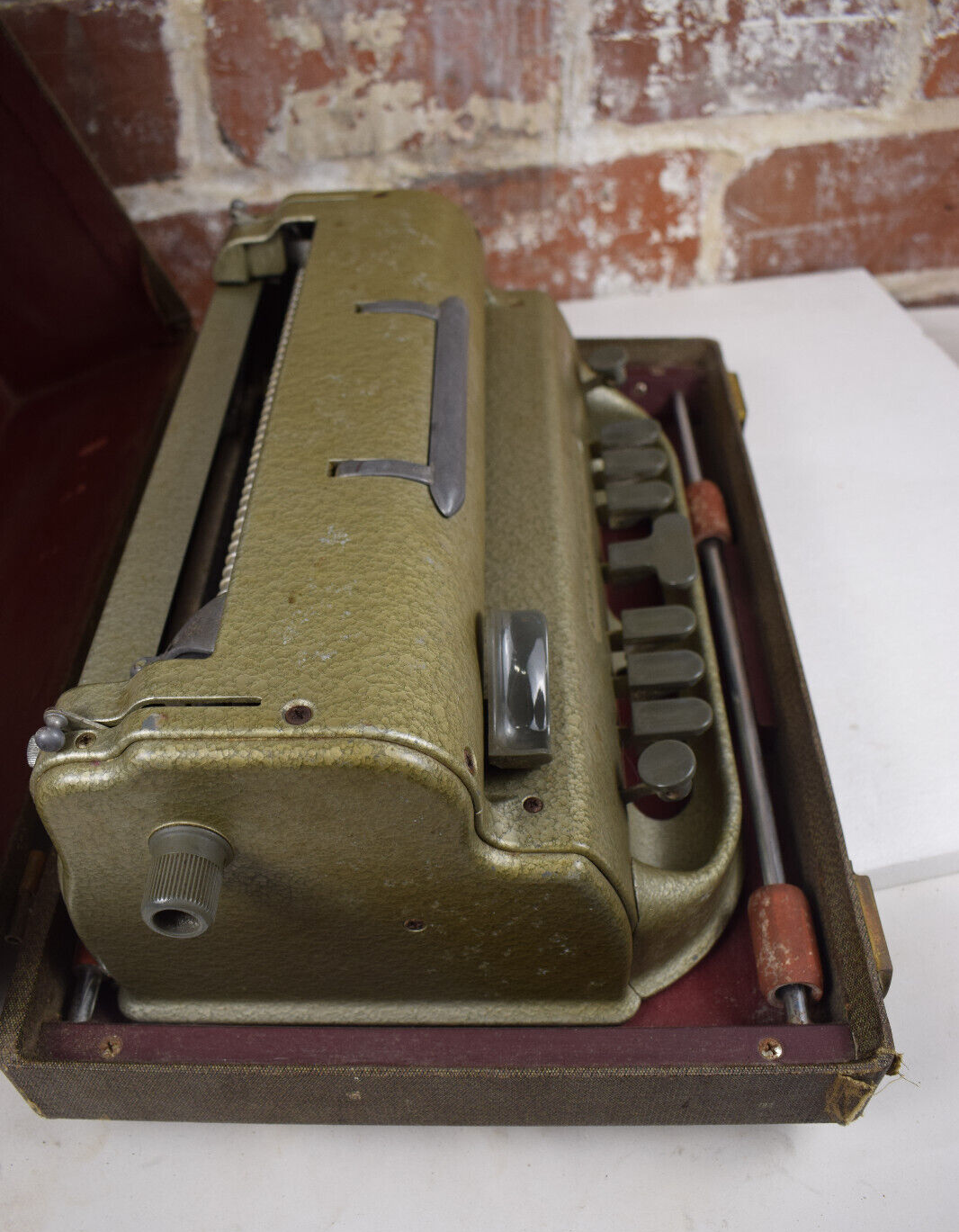 Vtg Perkins Brailler David Abraham Howe School for the Blind Typewriter w/ Case