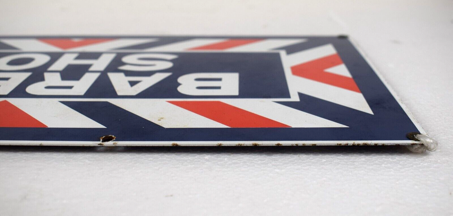 Vintage Porcelain Metal Barber Shop Sign Original 18" x 9” One Sided