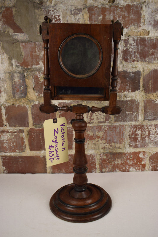 Antique Wooden Victorian Zograscope Adjustable Magnifying Mirror