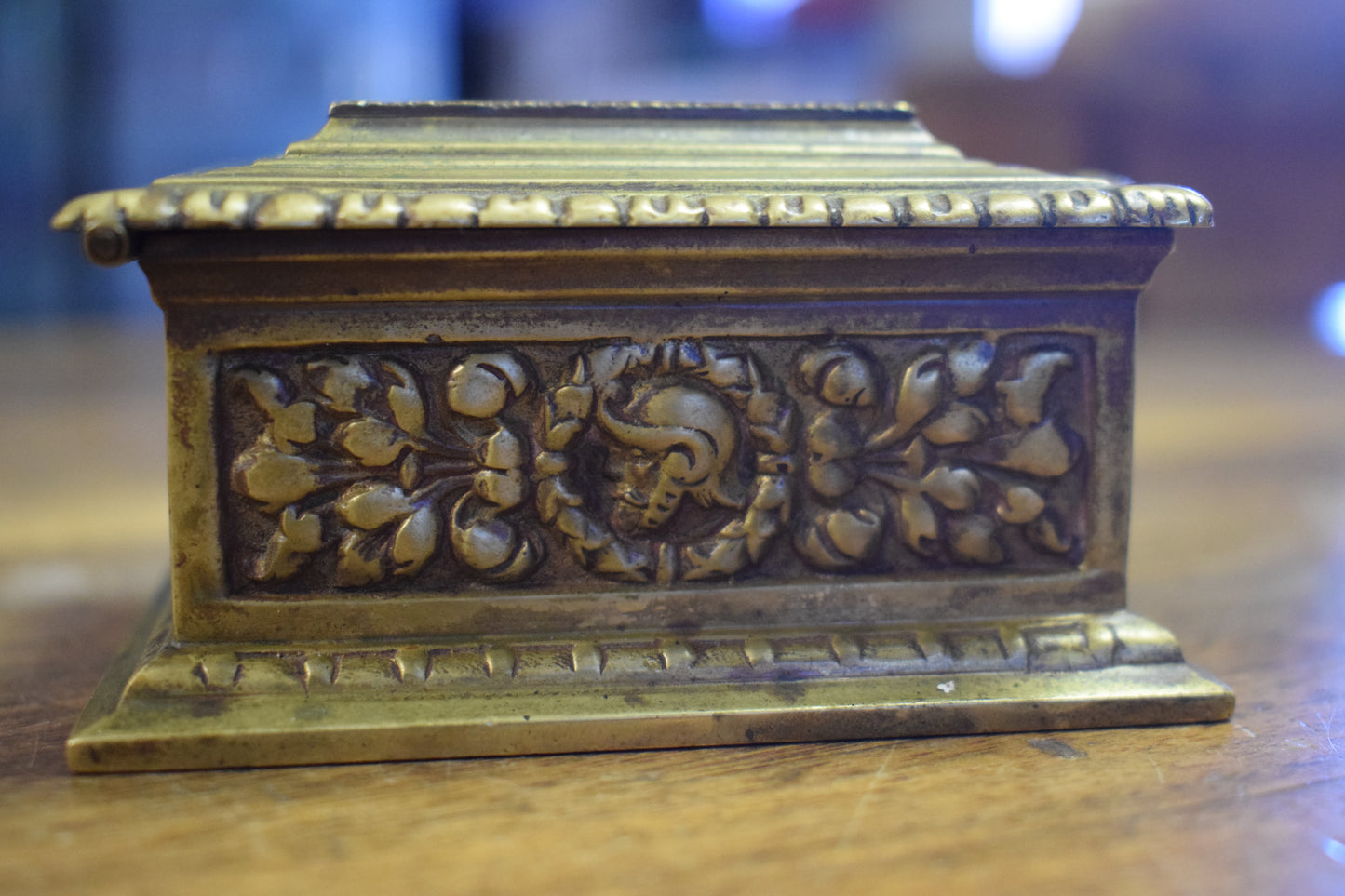 Vintage Antique Brass Stamp Box