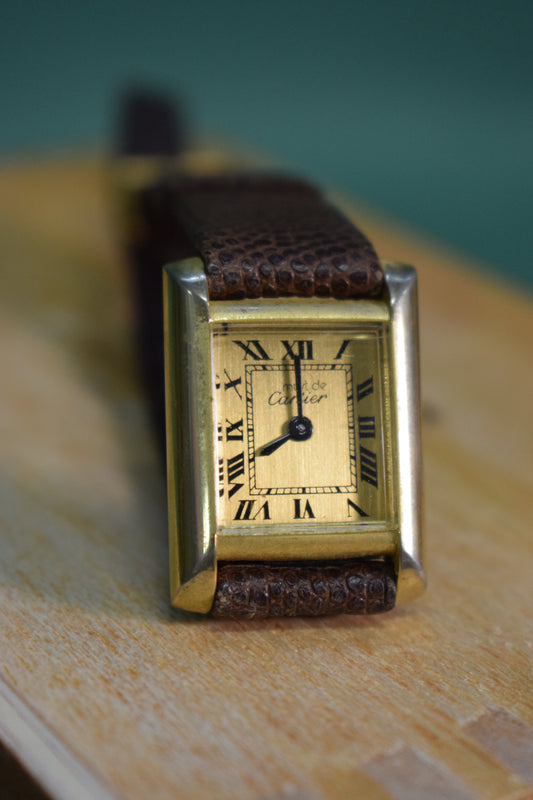 Must de Cartier Tank watch, 18K electroplated - FOR PARTS OR RESTORATION