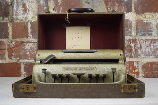 Vtg Perkins Brailler David Abraham Howe School for the Blind Typewriter w/ Case